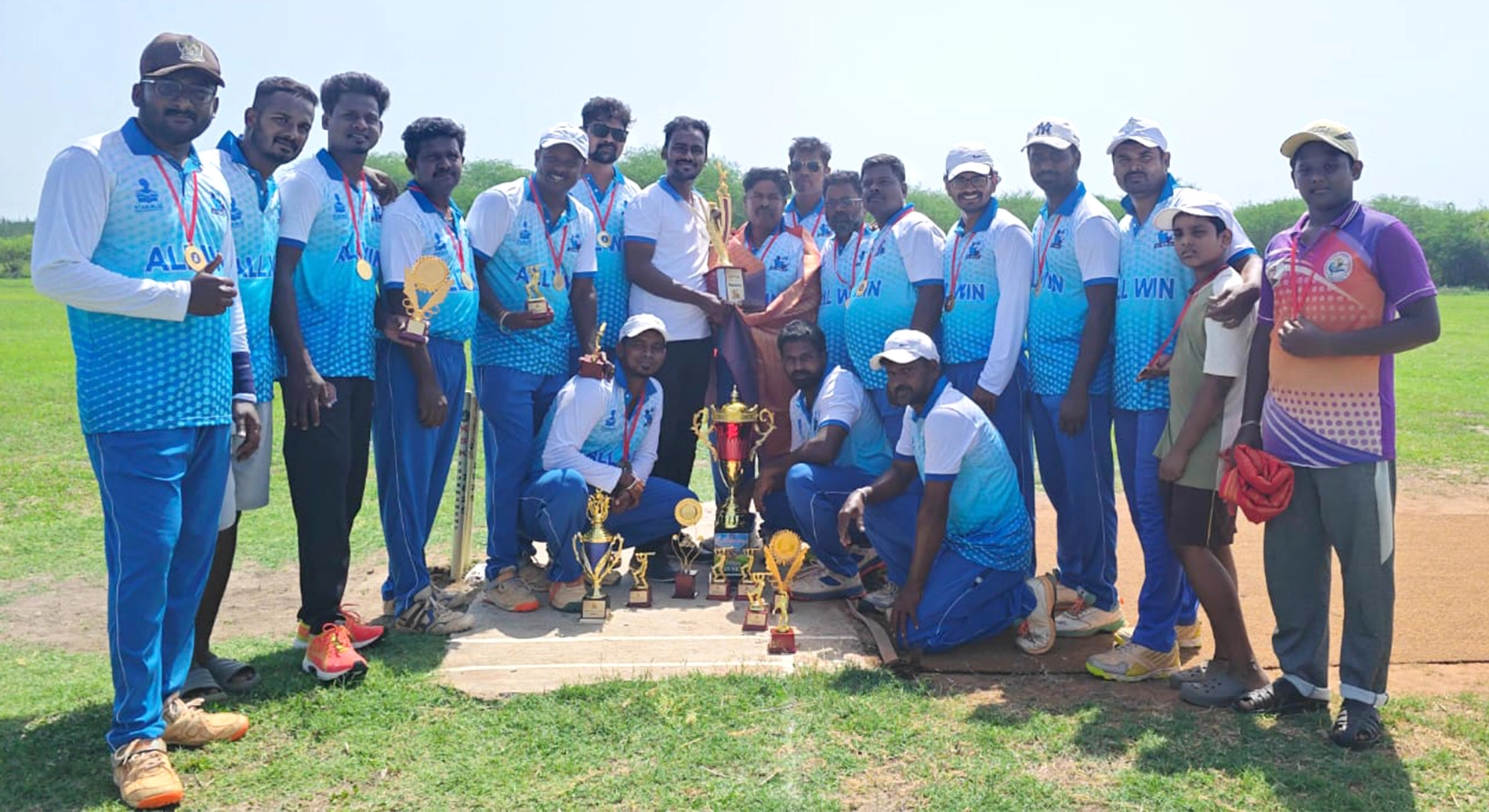 Sports teams in jerseys and track suits